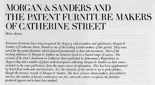 The Connoisseur back issues - Morgan & Sanders and the Patent Furniture Makers of Catherine Street by Brian Austen - Click to Zoom