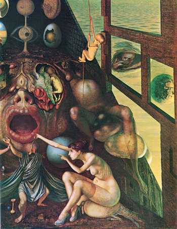 Rudolf Hausner by Wieland Schmied - רודולף האוזנר - The Ark of Odysseus - Click to Zoom