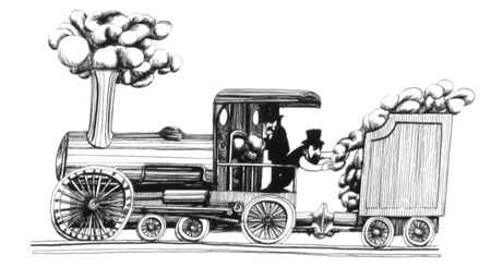 Hans-Georg Rauch: Rauchzeichen - Locomotive with Smoke - הנס גאורג ראוך - Click to Zoom