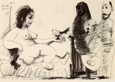 Picasso Dessins - 27.3.66-15.3.68 - ציורים של פיקאסו - An Old Artist viewing an Old Model - 24.2.68