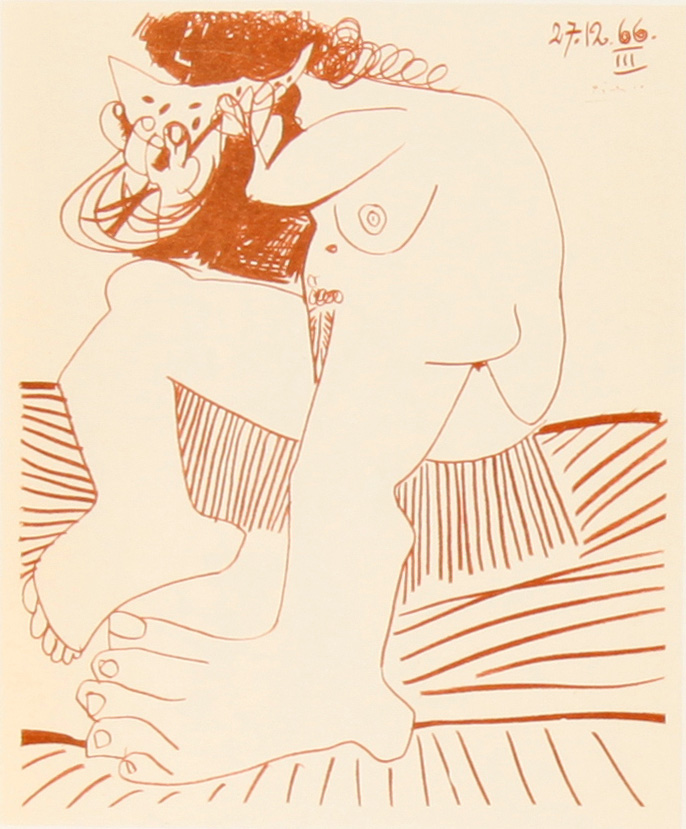 Pablo Picasso Dessins - 27.3.66-15.3.68 - ציורים של פיקאסו - drawing 40: A Woman Eating Watermelon - 27.12.66