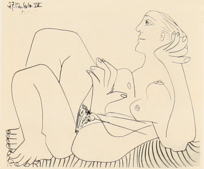 Pablo Picasso Dessins - 27.3.66-15.3.68 - ציורים של פיקאסו - drawing 41: A Thinking Woman - 27.12.66