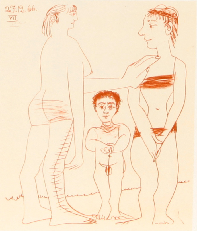 Pablo Picasso Dessins - 27.3.66-15.3.68 - ציורים של פיקאסו - drawing 44: On the Beach - 27.12.66