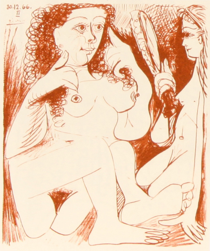 Pablo Picasso Dessins - 27.3.66-15.3.68 - ציורים של פיקאסו - drawing 449: A Woman in front of a Mirror - 30.12.66