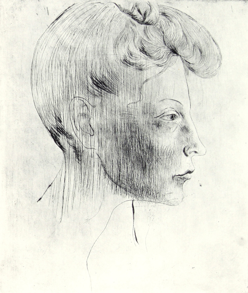 Picasso: His Graphic Work Volume 1 1899-1955 - Head of a Woman in Profile, Dry Point - 1905 - פאבלו פיקאסו - עבודות גרפיות