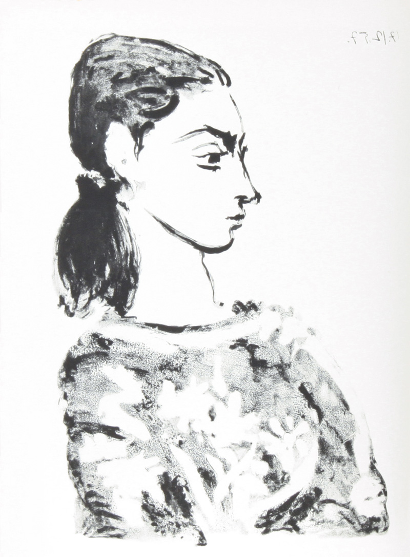 Picasso Graphic Work - Portrait of Jacqueline Roque by Pablo Picasso - פבלו פיקסו - עבודות גרפיות