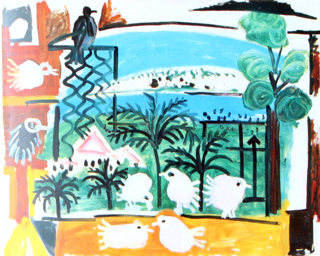 Pablo Picasso: Las Meninas Y La Vida - Pigeons in a landscape by Pablo Picasso - 07 September 1957 - יונים - פבלו פיקאסו - לאס מנינאס