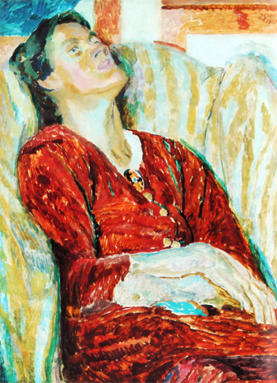Bloomsbury Portraits - Portrait of Vanessa Bell in an Armchair by Duncan Grant - קבוצת בלומסברי - Click to Zoom