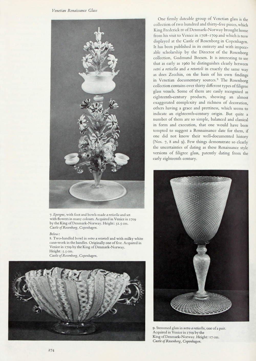 The CONNOISSEUR back issues - August 1976 - Venetian Renaissance Glass - problems of dating vetro a filigrana by Ada Polak - Page 274