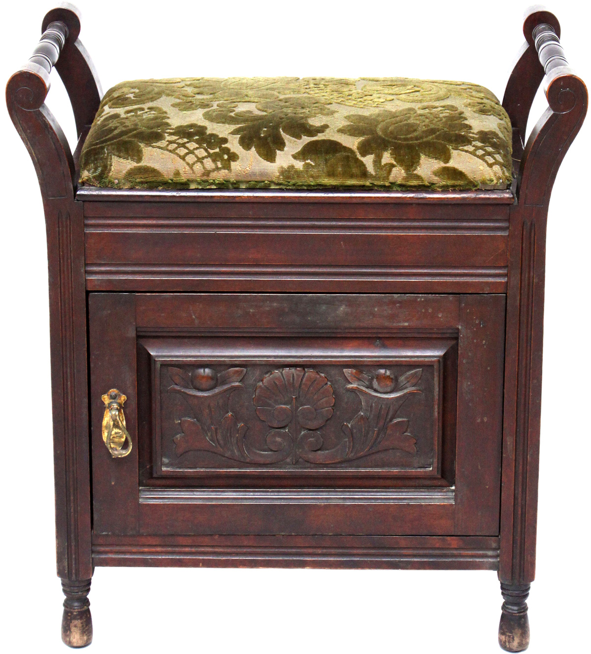Antique Edwardian Piano Bench Cabinet - מושב פסנתר אנגלי עתיק - Back To List of Antique Furniture