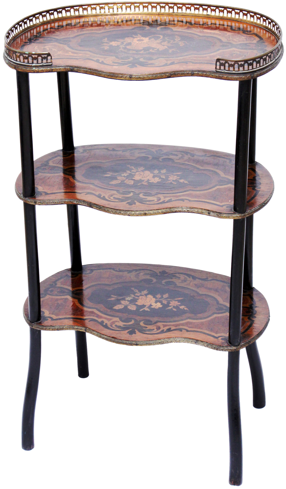 Antique What-not Etagere with Marquetry Shelves - שידת מדפים ויקטוריאנית עתיקה - Back To List of Antique Furniture