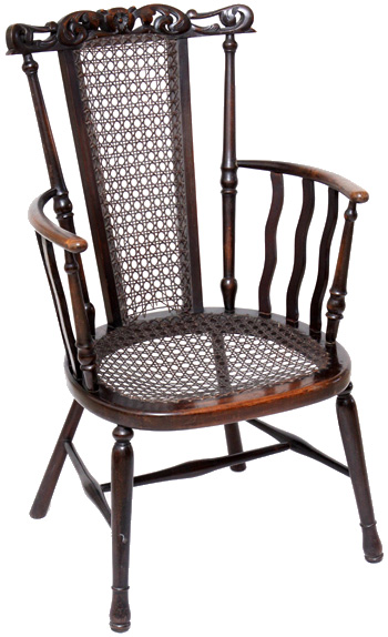 Rare Victorian Windsor Chair with Caned Seat and Back - Click to Zoom