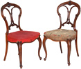 Antique Victorian Balloon Back Chairs - Carved and Upholstered