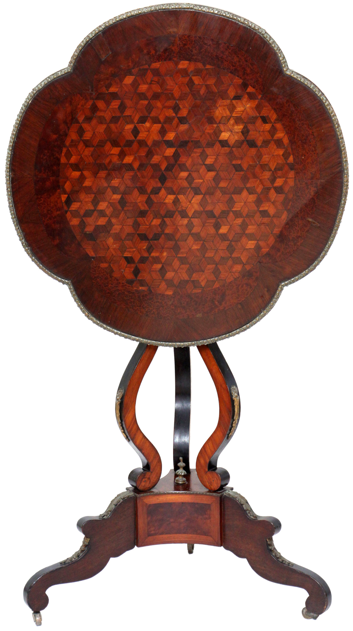 Antique Tilt-Top Tea Table with Marquetry Tabletop - שולחן תה מתקפל עתיק - Back To List of Antique Furniture