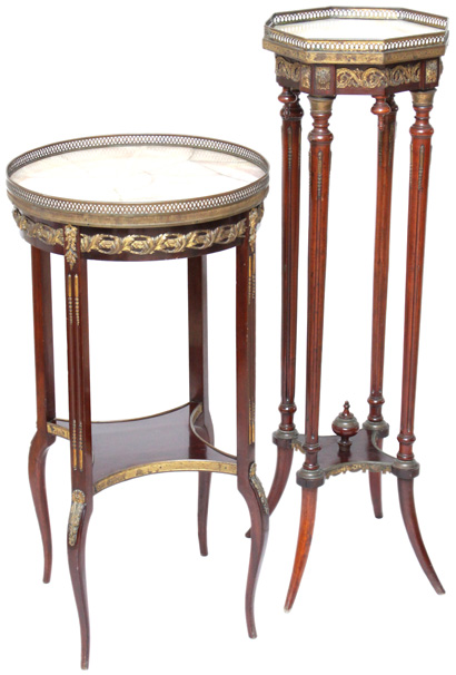 Antique French Plant Stands with Marble Tops - Belle Epoque