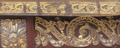Gilt brass ornaments in Ormolu style, mounted on the wooden frame of the Plant Stand marble top - Click to Zoom