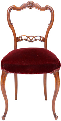 Genuine Antique Victorian Balloon Back Chair - Rosewood and Stuff-Over Seat - כיסא אנגלי ויקטוריאני עם גב דמוי בלון - Click for Detailed Info