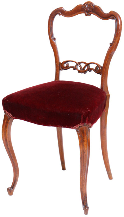 Genuine Antique Victorian Balloon Back Chair - Rosewood and Stuff-Over Seat - כיסא אנגלי ויקטוריאני עם גב דמוי בלון - Click to Zoom