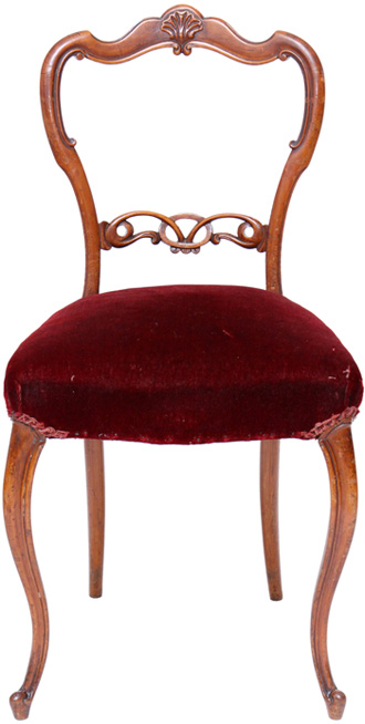 Genuine Antique Victorian Balloon Back Chair - Rosewood and Stuff-Over Seat - כיסא אנגלי ויקטוריאני עם גב דמוי בלון - Click to Zoom