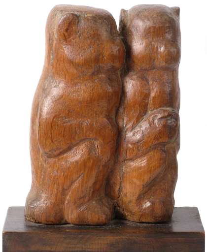Joseph Constant - יוסף קונסטנט - פסלי חיות - Two Monkeys - Wood Engraved Sculpture - Click to Zoom