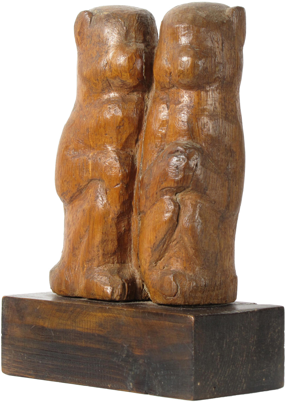 Joseph Constant - Two Monkeys - Wood Engraved Sculpture - יוסף קונסטנט - פסלי חיות - Back To List of Original Paintings and Sculptures