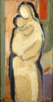 Aharon Giladi - אהרון גלעדי - Mother and Child - Oil on Canvas - Click for Detailed Info