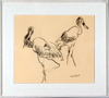 Joseph Constant - יוסף קונסטנט - רישום חיות - Two Storks - Charcoal Drawing - Frame