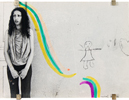 Norman Kulkin - נורמן קולקין - צילום - ציור - A Woman in front of a Graffiti Wall - Painted Photograph - Back to List of Paintings