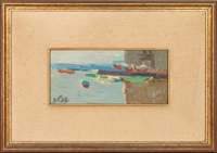 Samuel (Shmuel) Tepler - Harbor View - Oil on Canvas - שמואל טפלר - שמן על בד - נוף נמל