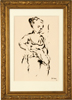 Jacques Katmor - Half Nude Woman - Ink Paint on Paper - Back to list of Israeli Paintings