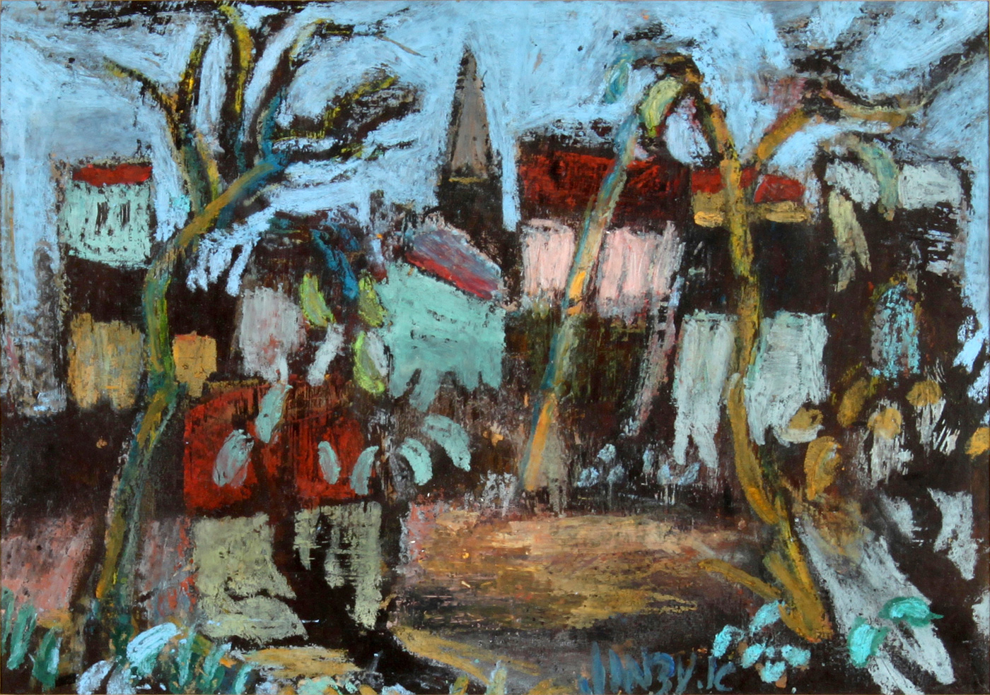 Avraham Azmon (Abraham Atzmon) - Pastel Drawing - Landscape - אברהם עצמון - פסטל - נוף