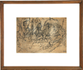 Osias Hofstatter - Ink on Paper - אוזיאש הופשטטר - רישום דיות - הבה נהיה שמחים - Back to List of Israeli Painters