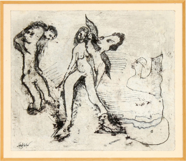 Osias Hofstatter - Ink Drawings - The Joy of Life - אוזיאש הופשטטר - רישום דיות - שמחת חיים - Click to Zoom