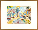 Mordechai Levanon Aquarelle Painting - View of Safed - Back to list of Israeli Paintings