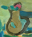 Samuel (Shmuel) Tepler - Oil on Canvas - Interior: Still Life - שמואל טפלר - שמן על בד - דומם: כורסא, שולחן, קנקן ומנורה