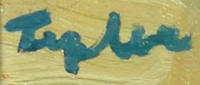Samuel (Shmuel) Tepler - Oil on Canvas - Artist Signature - שמואל טפלר - שמן על בד - דומם על שולחן כחול