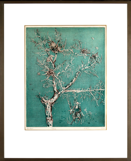 Mordechai Moreh - Color Etching & Drypoint - The Prophet - מרדכי מורה - תחריט צבעוני - הנביא - Click to Zoom