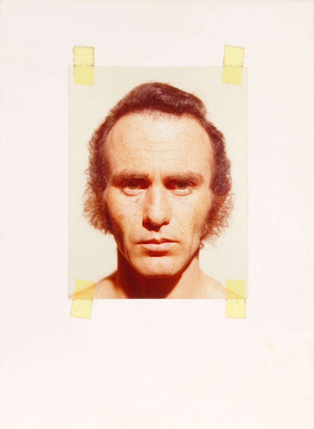 Michael Druks - Photo Collage No 1/5 - Self Portrait with Sellotape - 1973 - מיכאל דרוקס - פוטו קולאז' עם סלוטייפ - Back To List of Israeli Paintings