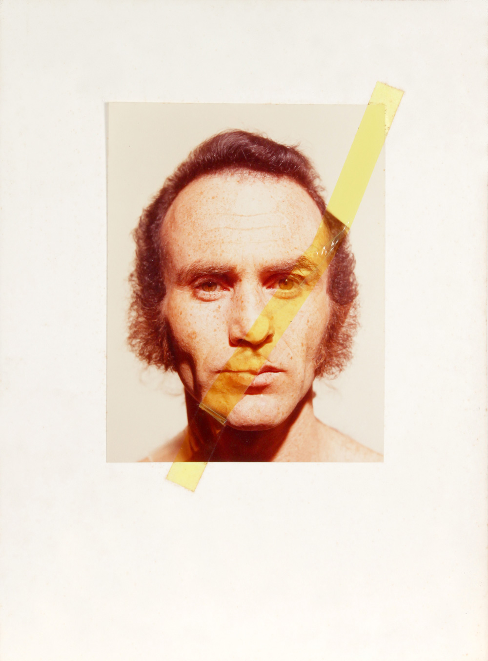 Michael Druks - Photo Collage No 2/5 - Self Portrait with Sellotape - 1973 - מיכאל דרוקס - פוטו קולאז' עם סלוטייפ - Back To List of Israeli Paintings