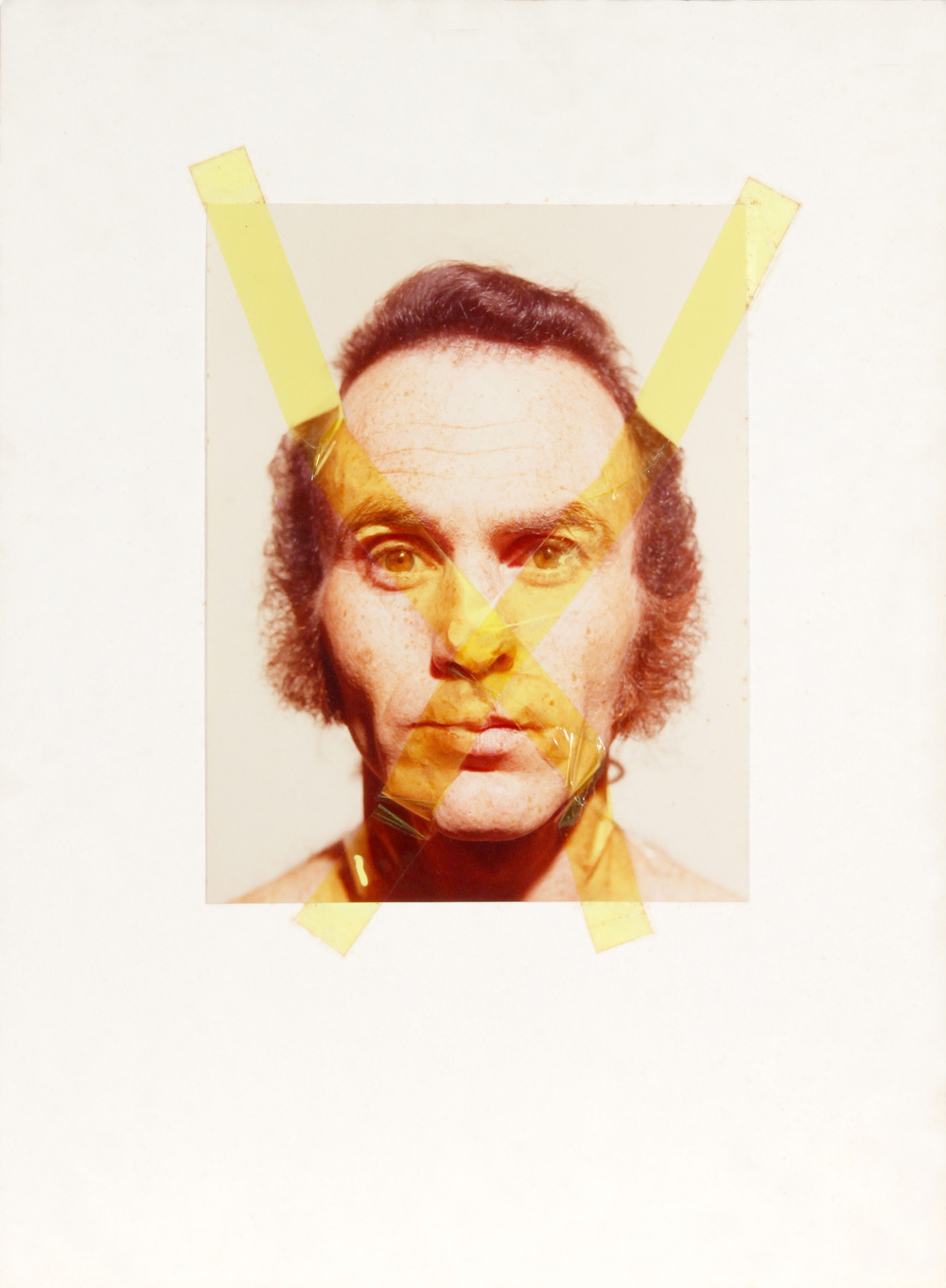 Michael Druks - Photo Collage No 3/5 - Self Portrait with Sellotape - 1973 - מיכאל דרוקס - פוטו קולאז' עם סלוטייפ - Back To List of Israeli Paintings