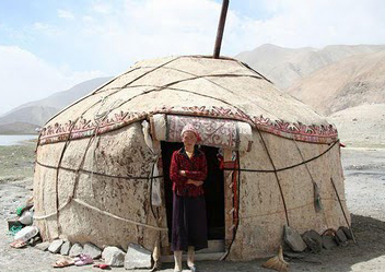 A typical Yurt - circular domed tent in central Asia