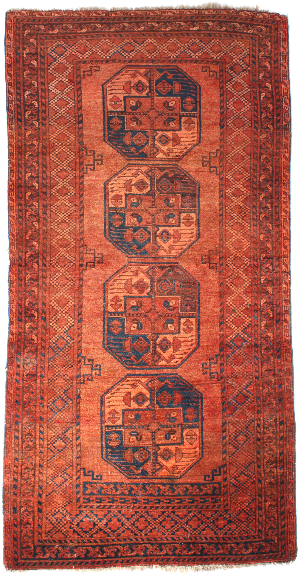 Antique Afghan Carpet from Northern Afghanistan - Ersari main carpet with octagon Taghan guls - Back To List of Oriental Carpets and Rugs